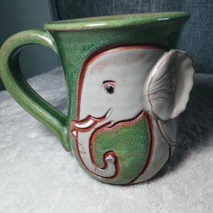 Mudworks USA Pottery 3D Hand Sculpted Elephant Mug 12 Oz